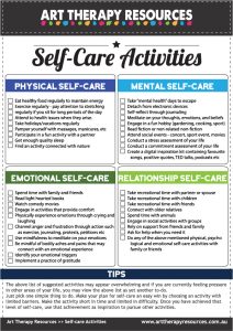 Self-care for the Art Therapist (includes free self-care activity list)